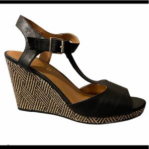 Torrid Black Woven Wedge Strappy Peep Toe Sandal Shoe
